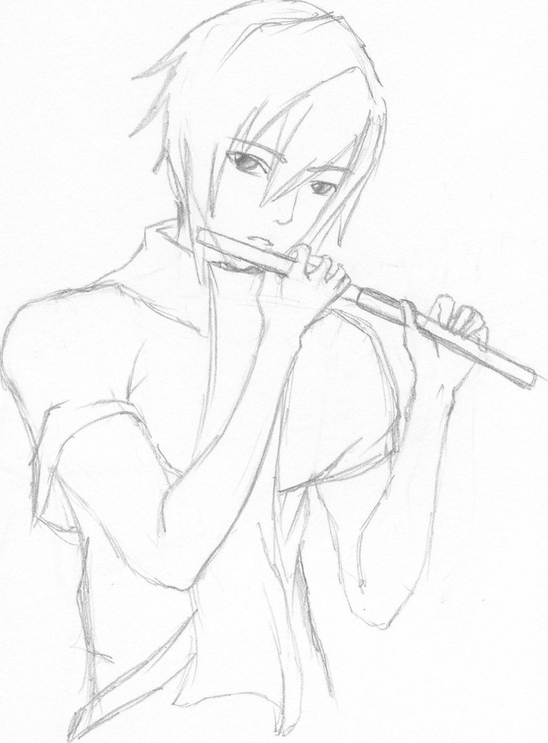 768x1041 Random Sketchflute Boy By Tinitokki - Flute Sketch