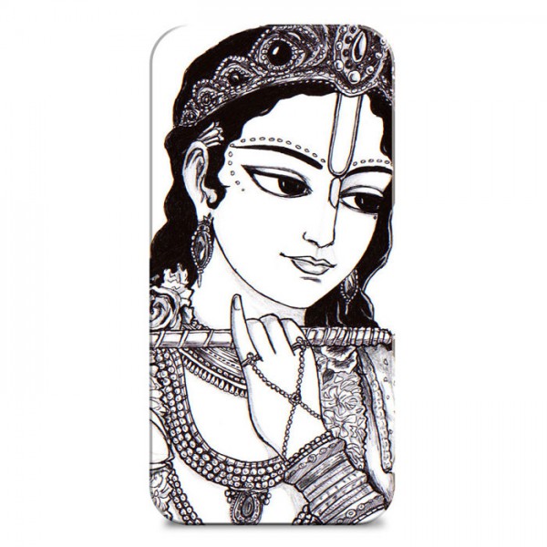 600x600 Krishna With Flute Sketch Mobile Cover - Flute Sketch