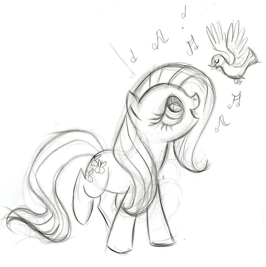 892x895 Image - Fluttershy Sketch