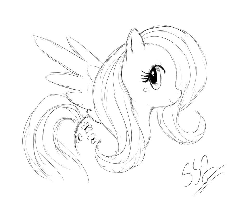 900x774 Mlp Fluttershy Sketch By Ss2sonic El 22 Watashi No Yujin - Fluttershy Sketch