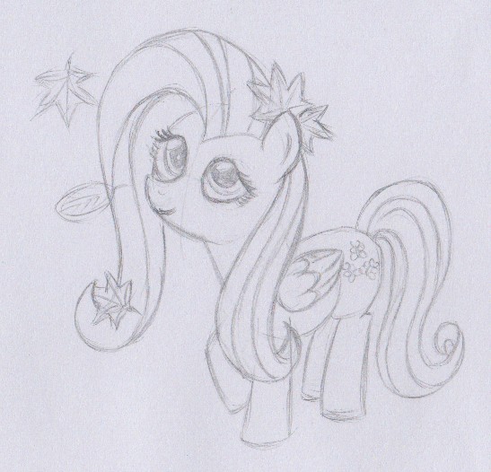 547x526 Sketch Fall Weather Fluttershy Unicorn In The Breeze - Fluttershy Sketch