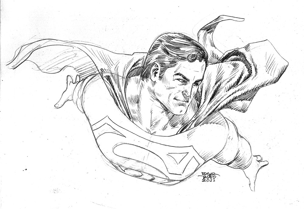 1000x689 Superman Fly Sketch By Edtadeo - Fly Sketch