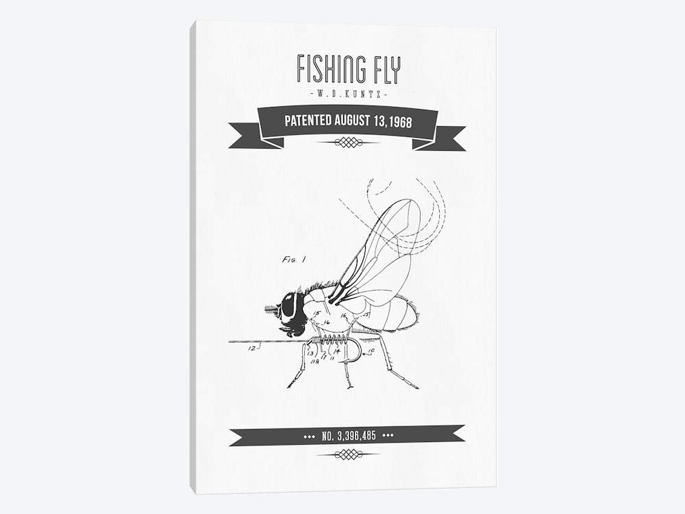 1000x750 W.d. Kuntz Fishing Fly Patent Sketch Retro (Charc... Aged Pixel - Fly Sketch