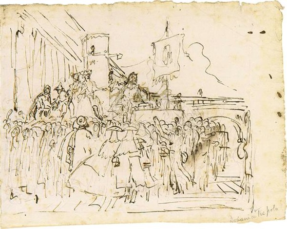 589x470 A Crowd Watching A Charlatan A Flying Angel Verso By Giovanni - Flying Angel Sketch