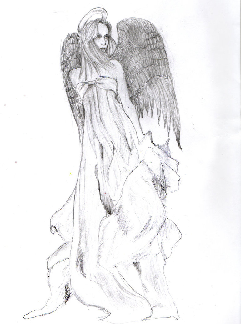 771x1036 Flying Angel Tattoo For Girls - Flying Angel Sketch
