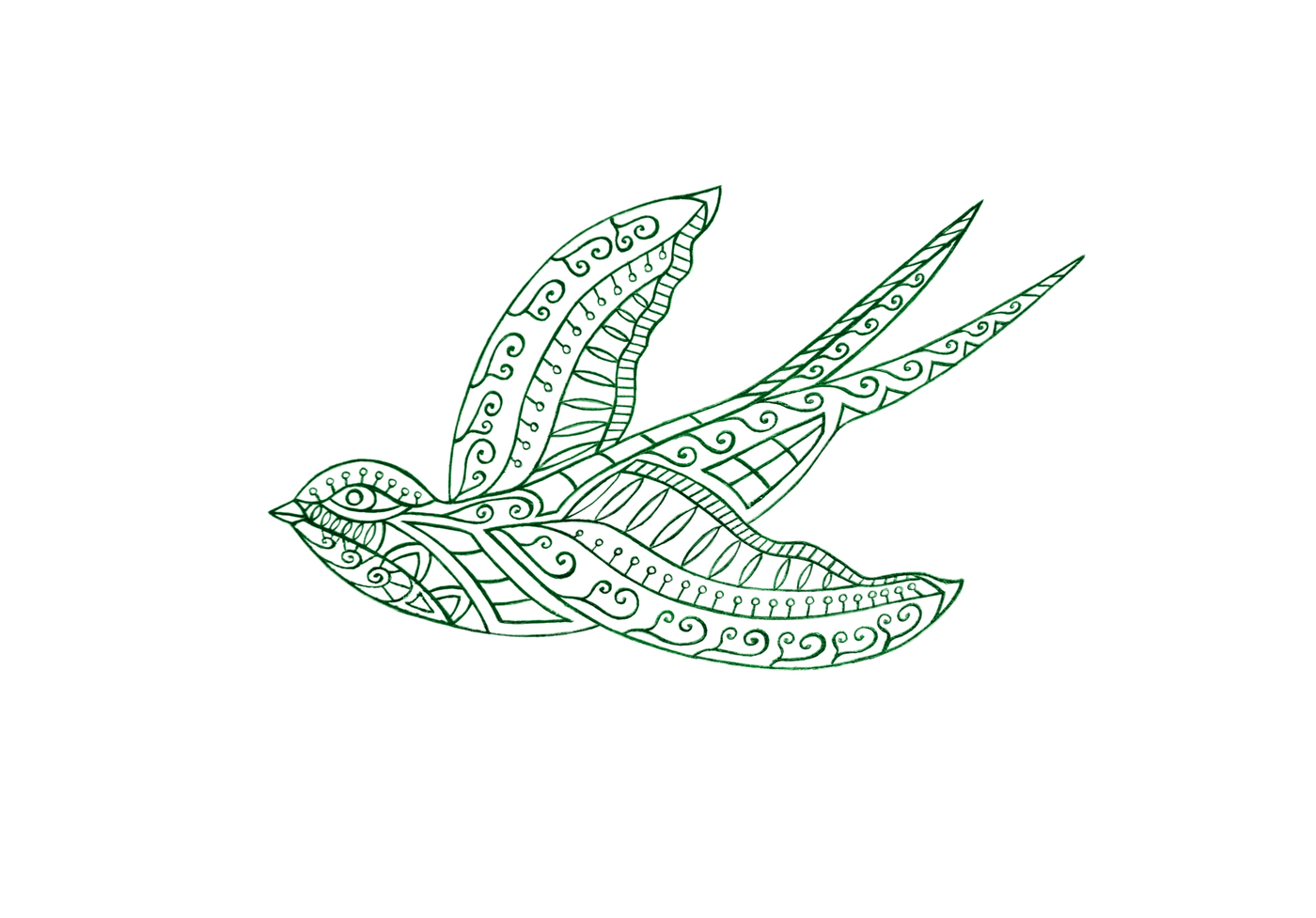 1400x977 The Image Of A Flying Bird, A Sketch Of Hands. The Archive - Flying Bird Sketch