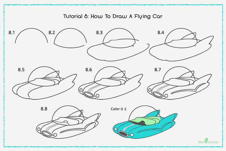 720x480 How To Draw A Car Step By Step For Kids - Flying Car Sketch