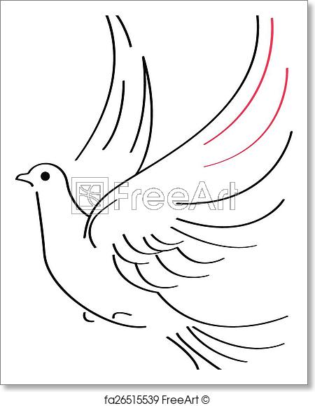 450x580 Free Art Print Of Dove Sketch. Vector Illustration Of Flying Dove - Flying Dove Sketch
