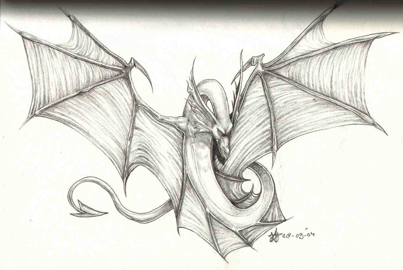 Flying Dragon Sketch at PaintingValley.com | Explore collection of ...