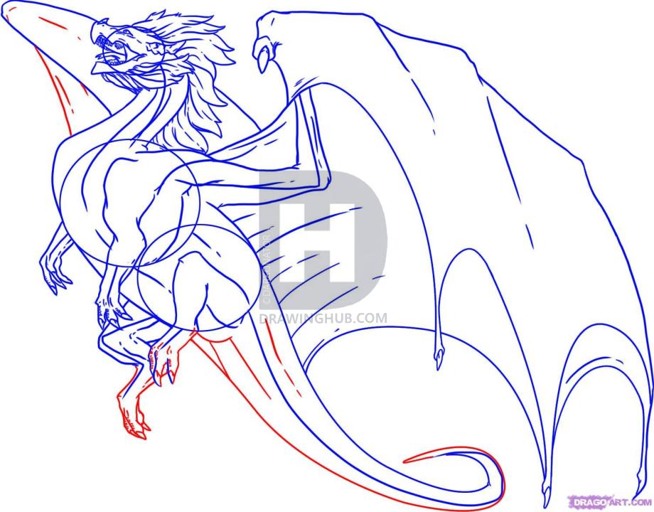 920x720 How To Draw A Flying Dragon, Step By Step, Drawing Guide, By - Flying Dragon Sketch