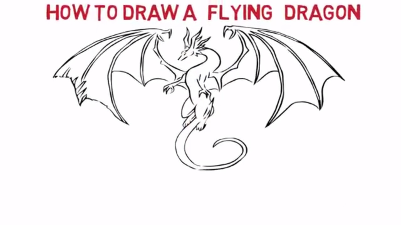 1280x720 Dragon Sketch Picture How To Draw A Dragon Latest Video Demo - Flying Dragon Sketch