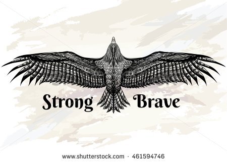 450x321 Incredible Black Ink Strong Amp Brave Flying Eagle Tattoo Design - Flying Eagle Sketch