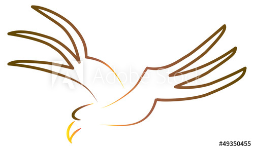 500x294 Stylized Sketch Of Flying Eagle - Flying Eagle Sketch