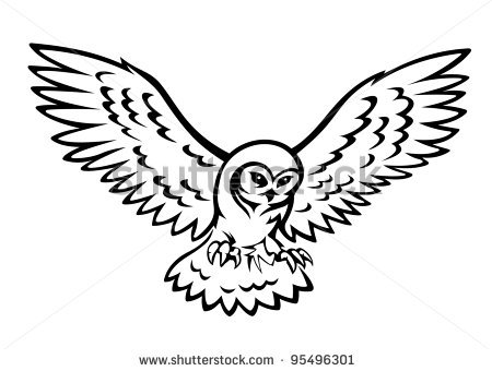 450x340 Barn Owl Clipart Sketch - Flying Owl Sketch