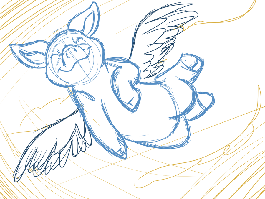 900x675 Flying Pig By Fillyblue - Flying Pig Sketch