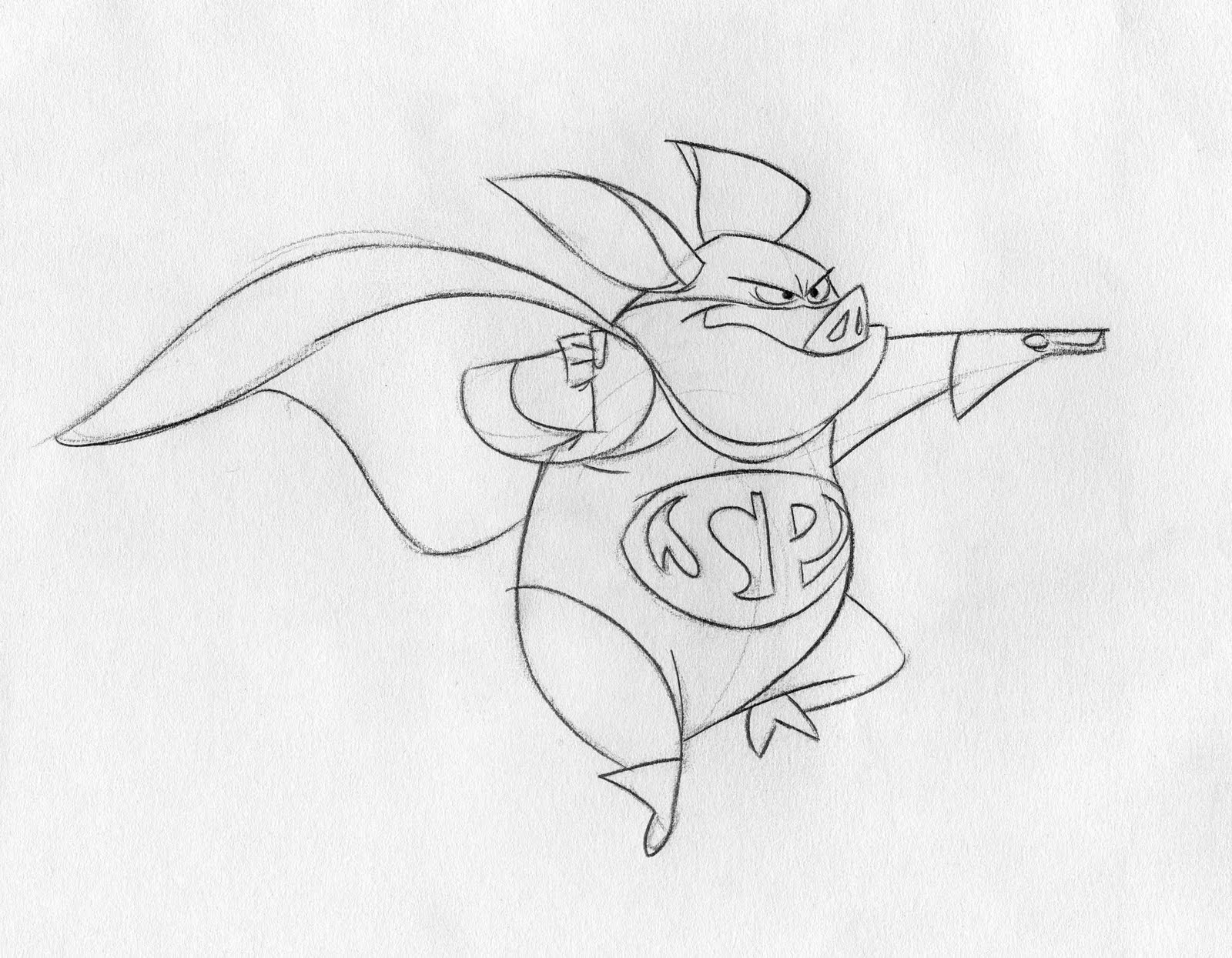 1600x1245 Inspector Cleuzo Flying Pig - Flying Pig Sketch
