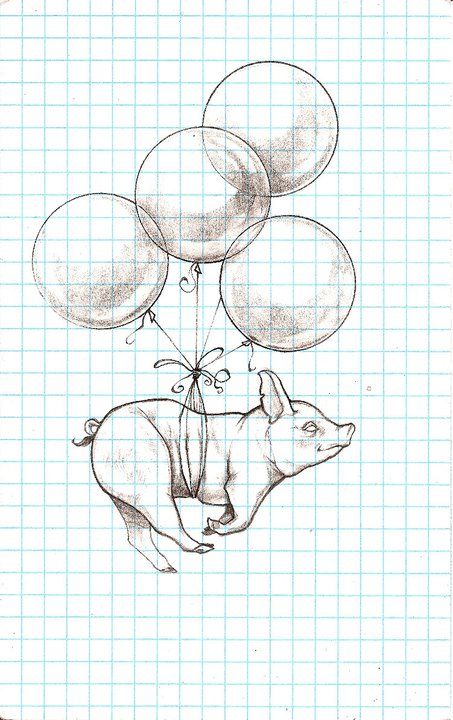 453x720 When Pigs Fly - Flying Pig Sketch