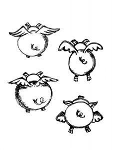 231x300 Flying Pigs Drawing - Flying Pig Sketch