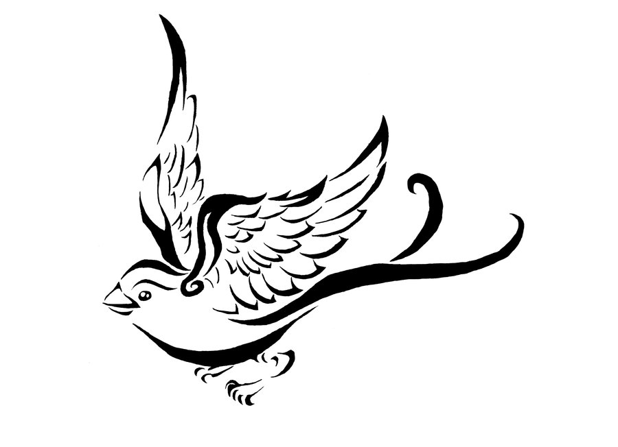 900x652 Flying Sparrow Sketch - Flying Sparrow Sketch
