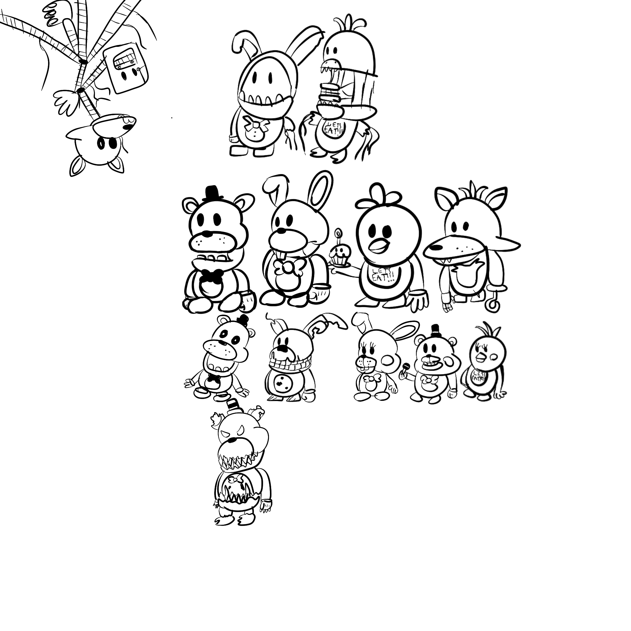 2048x2048 Paper Mario Styled Fnaf Sketches Fivenightsatfreddys - Fnaf Sketches