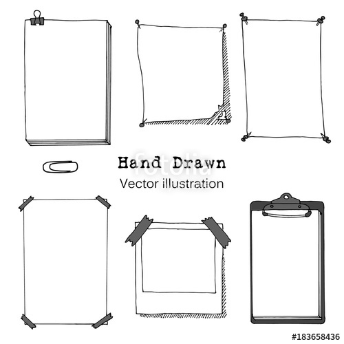 500x500 Hand Drawn Cartoon Vector Set Of Paper Sheet, Folder, Sticky Note - Folder Sketch