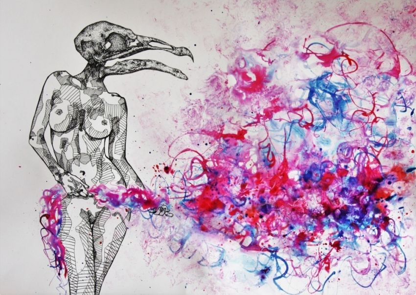 850x603 Magic Bird Decorative Arts, Drawings Sketch, Folk Art - Folk Sketch