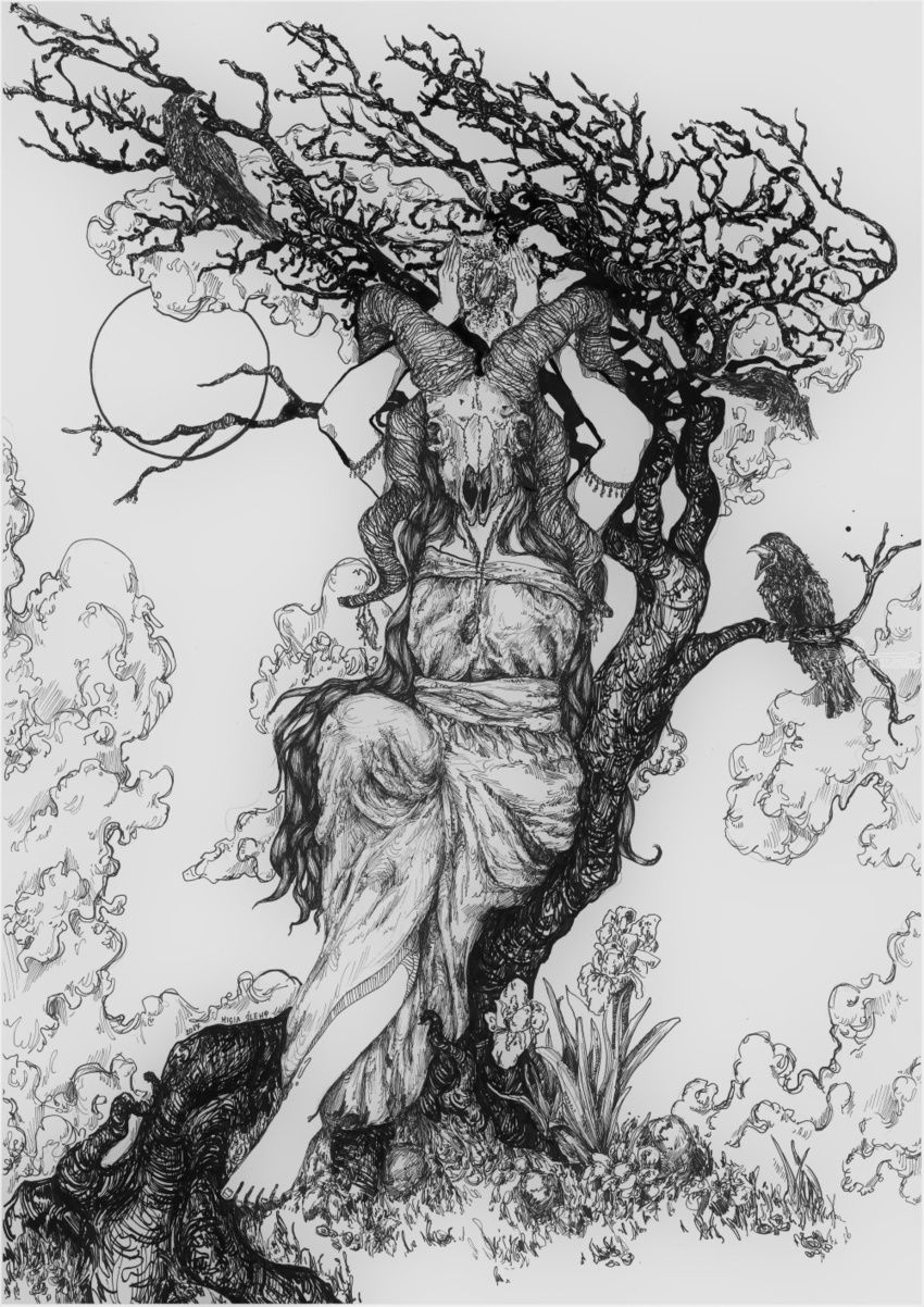 850x1202 Mountain Witch Decorative Arts, Drawings Sketch, Folk Art - Folk Sketch