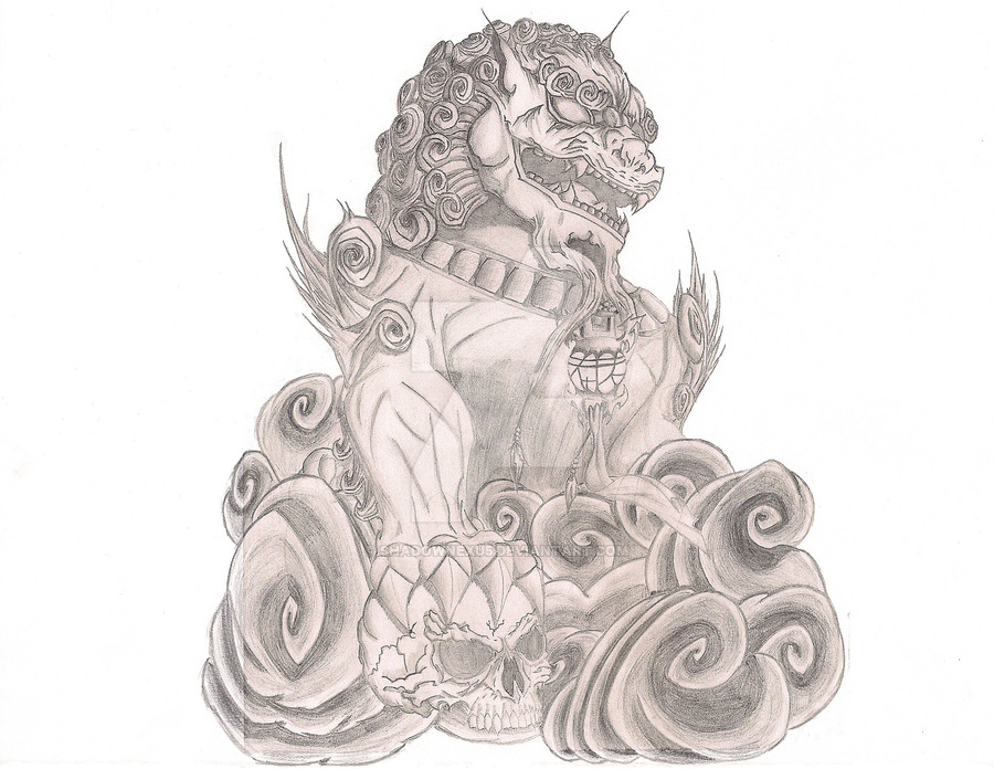 900x696 Foo Dog Tattoo By Shadownexu5 - Foo Dog Sketch