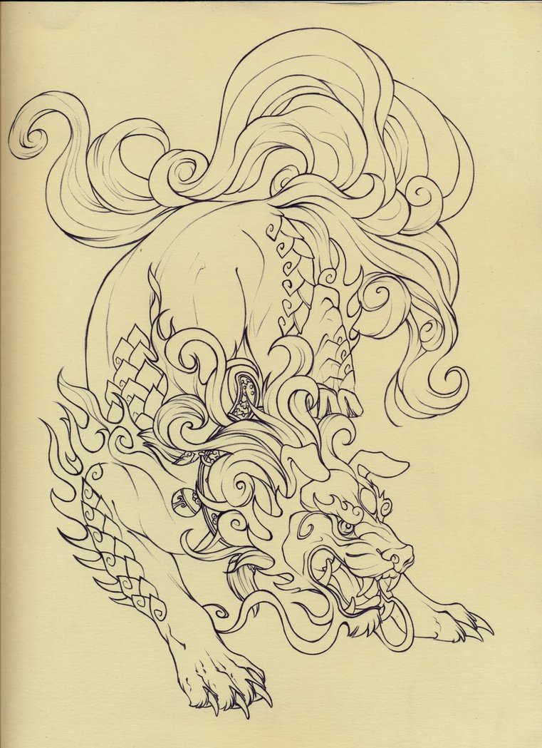 761x1049 Foo Dog Lineart By Quinneys - Foo Dog Sketch