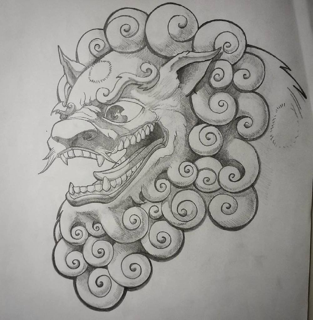 1001x1024 Oliver On Twitter A Little - Foo Dog Sketch