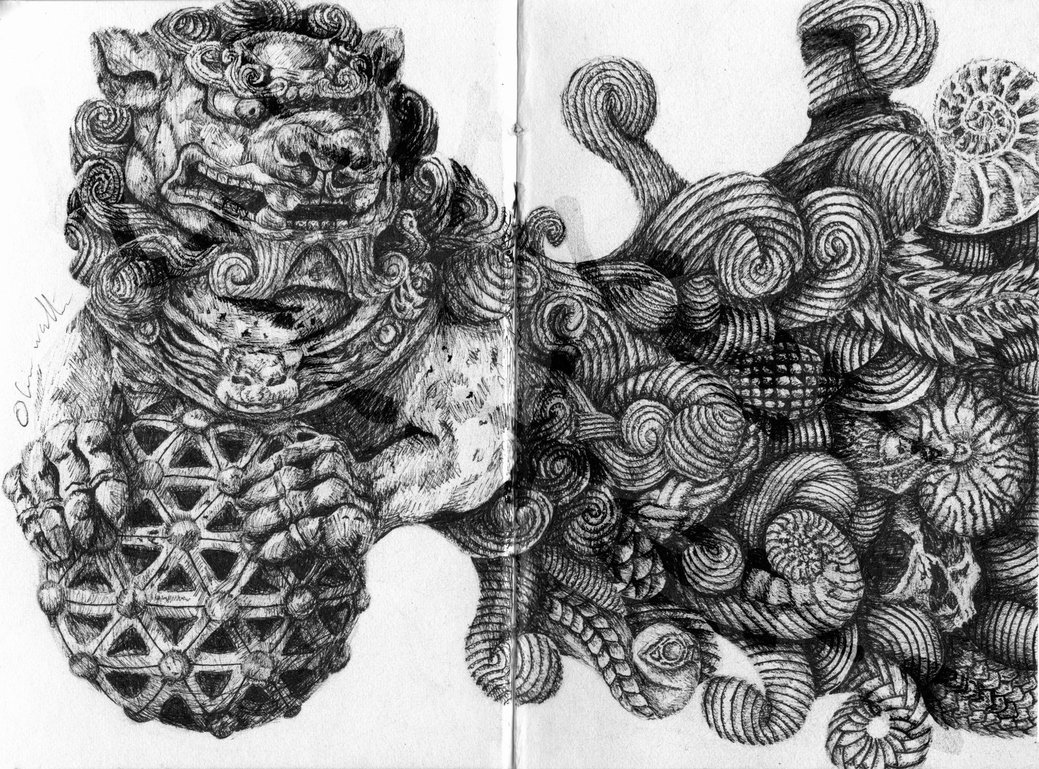 1039x769 Shi (Foo Doglion) By Digital Goth - Foo Dog Sketch