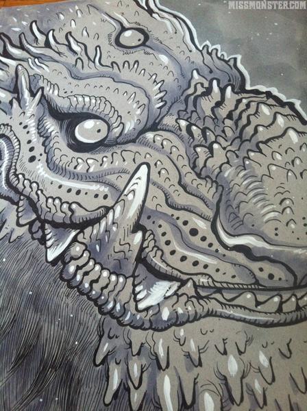 448x600 Missmonster Beard Foo Dog Original Ink Drawing - Foo Dog Sketch