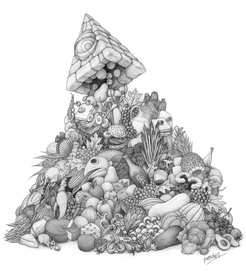 Food Pyramid Sketch at PaintingValley.com | Explore collection of Food ...