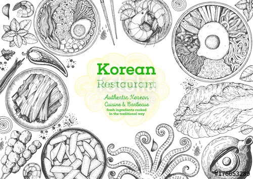 500x354 Korean Food Menu Restaurant. Korean Food Sketch Menu. Asian Food - Food Sketch
