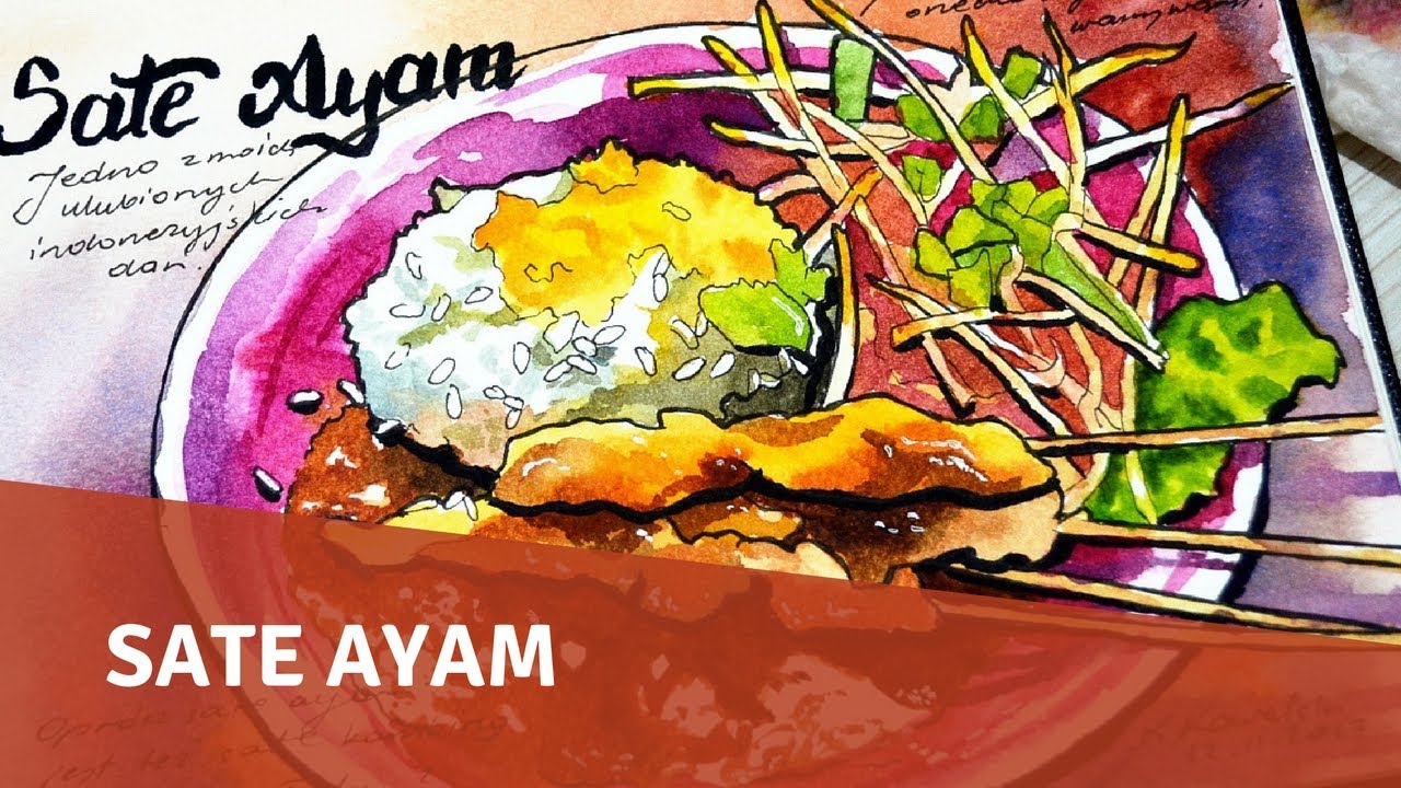 1280x720 Food Sketch With Watercolor And Ink - Food Sketch Images