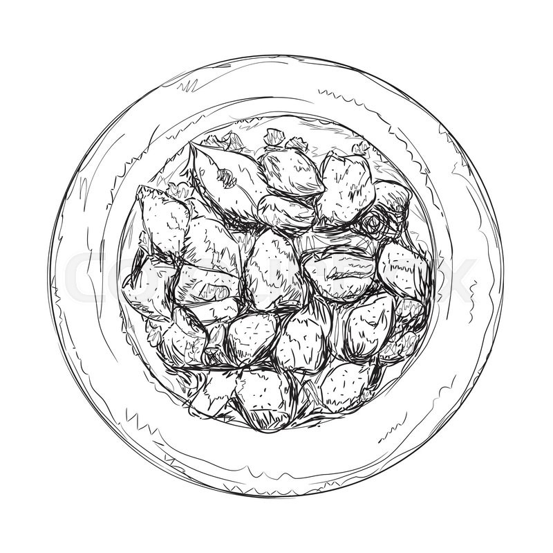 800x799 Hand Drawn Food Sketch. Dish Of The Meat And Vegetables. Stock - Food Sketch Images