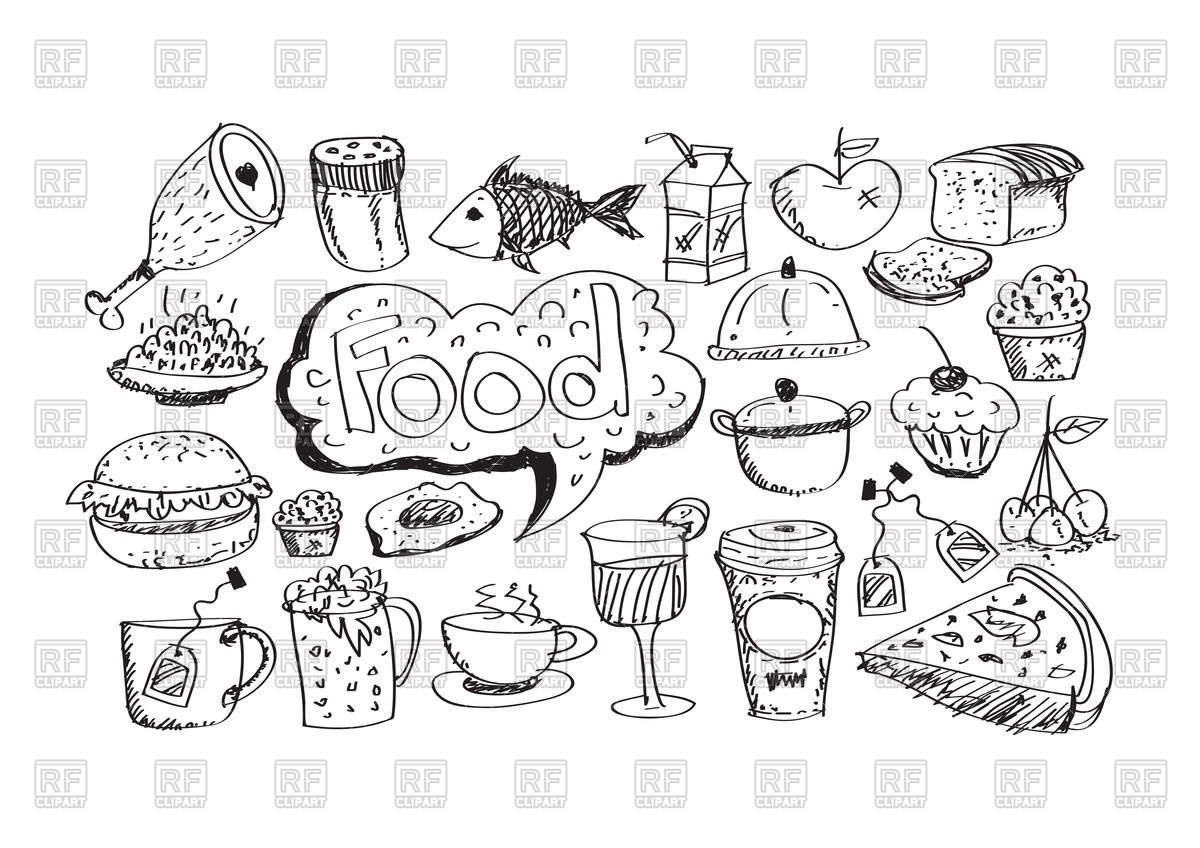 1200x848 Sketch Of Food Icons Vector Image Vector Artwork Of Food And - Food Sketch Images