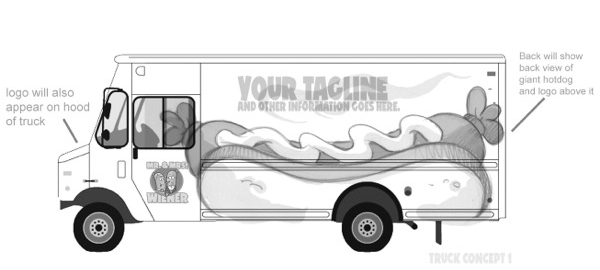600x270 Cartoon Logo Design - Food Truck Sketch