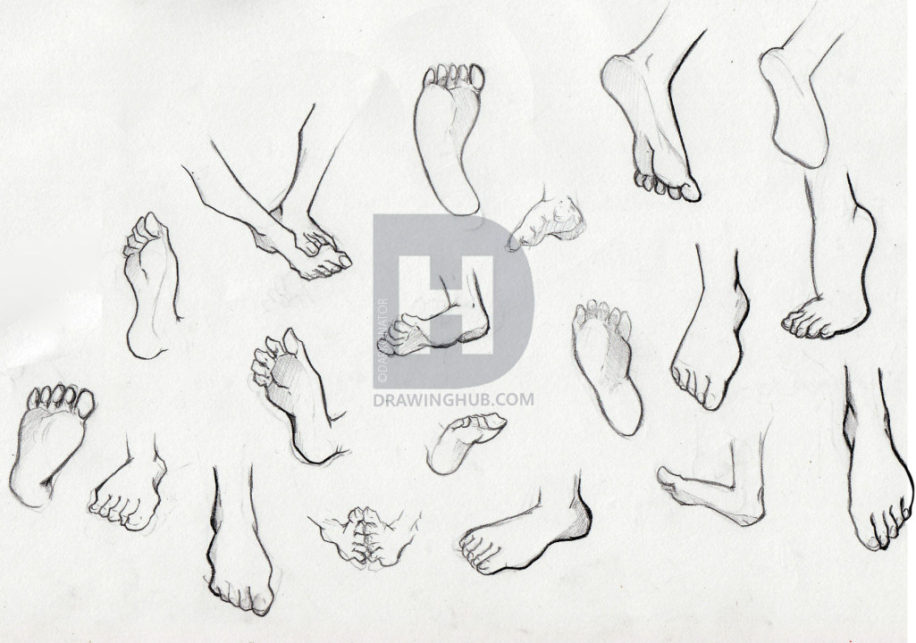 1025x720 How To Sketch Feet, Step By Step, Drawing Guide, By Darkonator - Foot Sketch