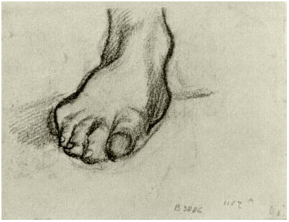 409x314 Sketch Of A Foot By Vincent Van Gogh - Foot Sketch