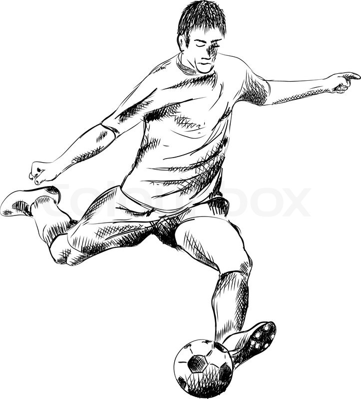 723x800 Football Player On The White Stock Vector Colourbox - Football Game Sketch