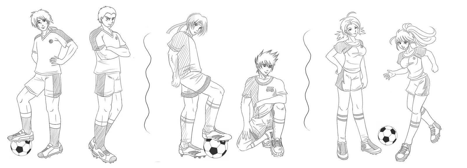 1600x576 Football Sketches Commission By Bastet Sama - Football Game Sketch