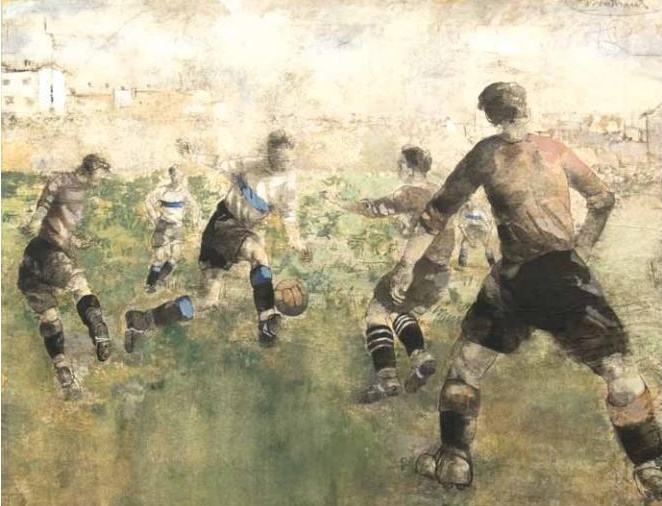 662x506 Soviet Art, Ussr Culture - Football Game Sketch