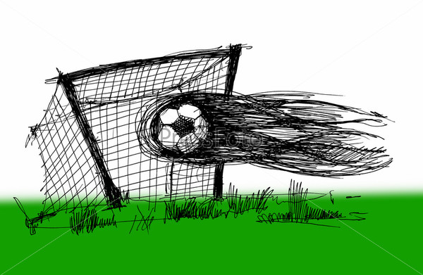 600x391 Sketch On A Football - Football Goal Sketch