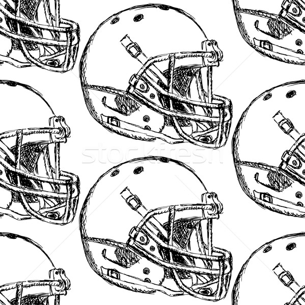 599x600 Sketch Football Helmet, Vector Seamless Pattern Vector - Football Helmet Sketch