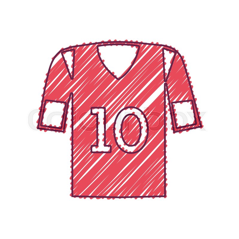800x800 American Football Shirt Sport Equipment With Number Ten Over White - Football Jersey Sketch