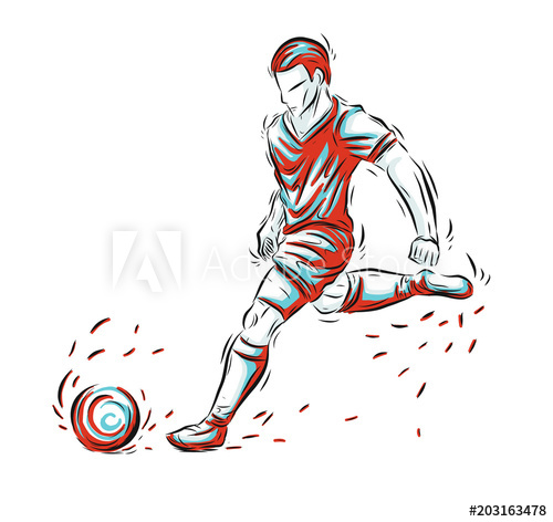 500x472 Football Player Vector By Hand Drawing.soccer Sport Sketch On - Football Player Sketch