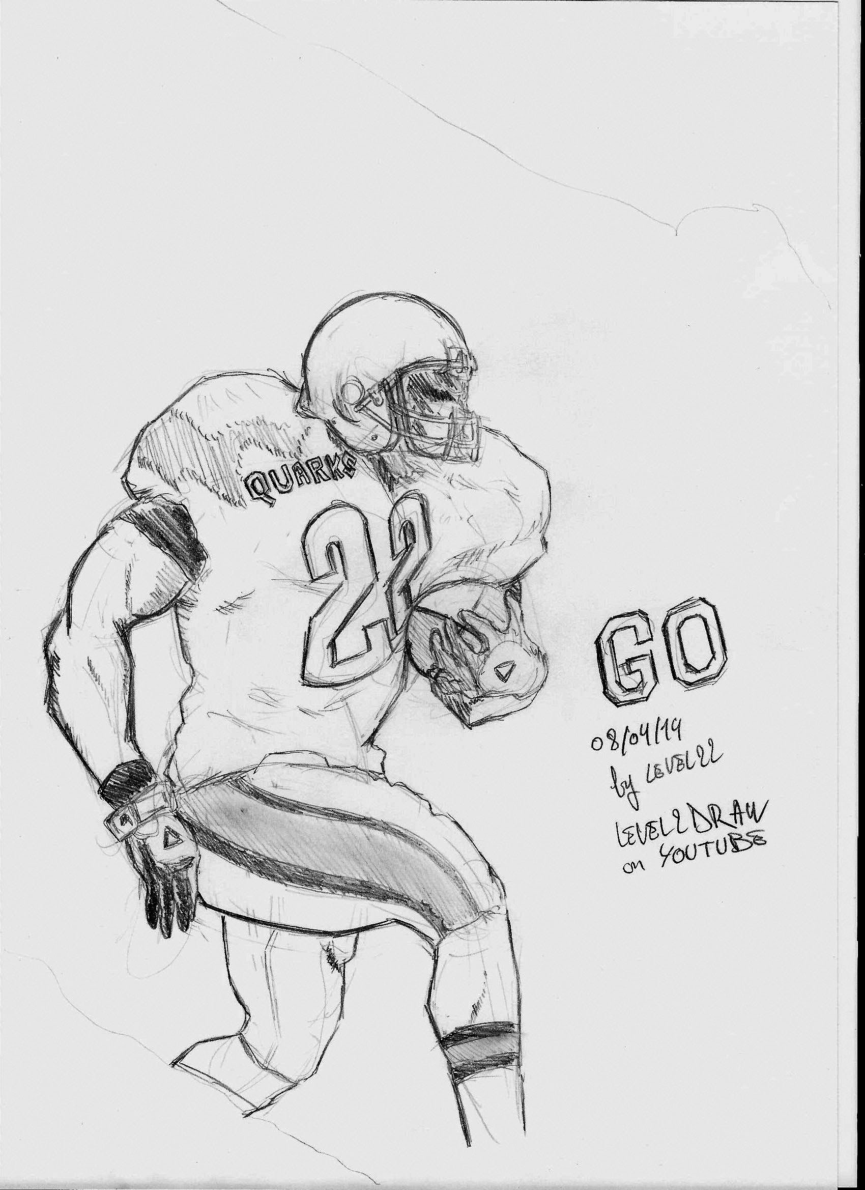 1700x2338 How To Draw An American Football Player Speed Drawing Tutorial - Football Player Sketch