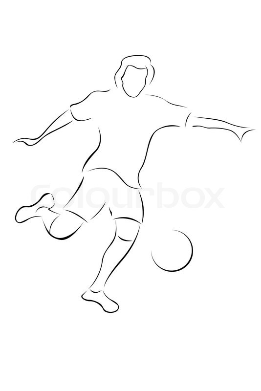 534x800 Illustration Of Sketch Of Soccer Player On White Background - Football Player Sketch