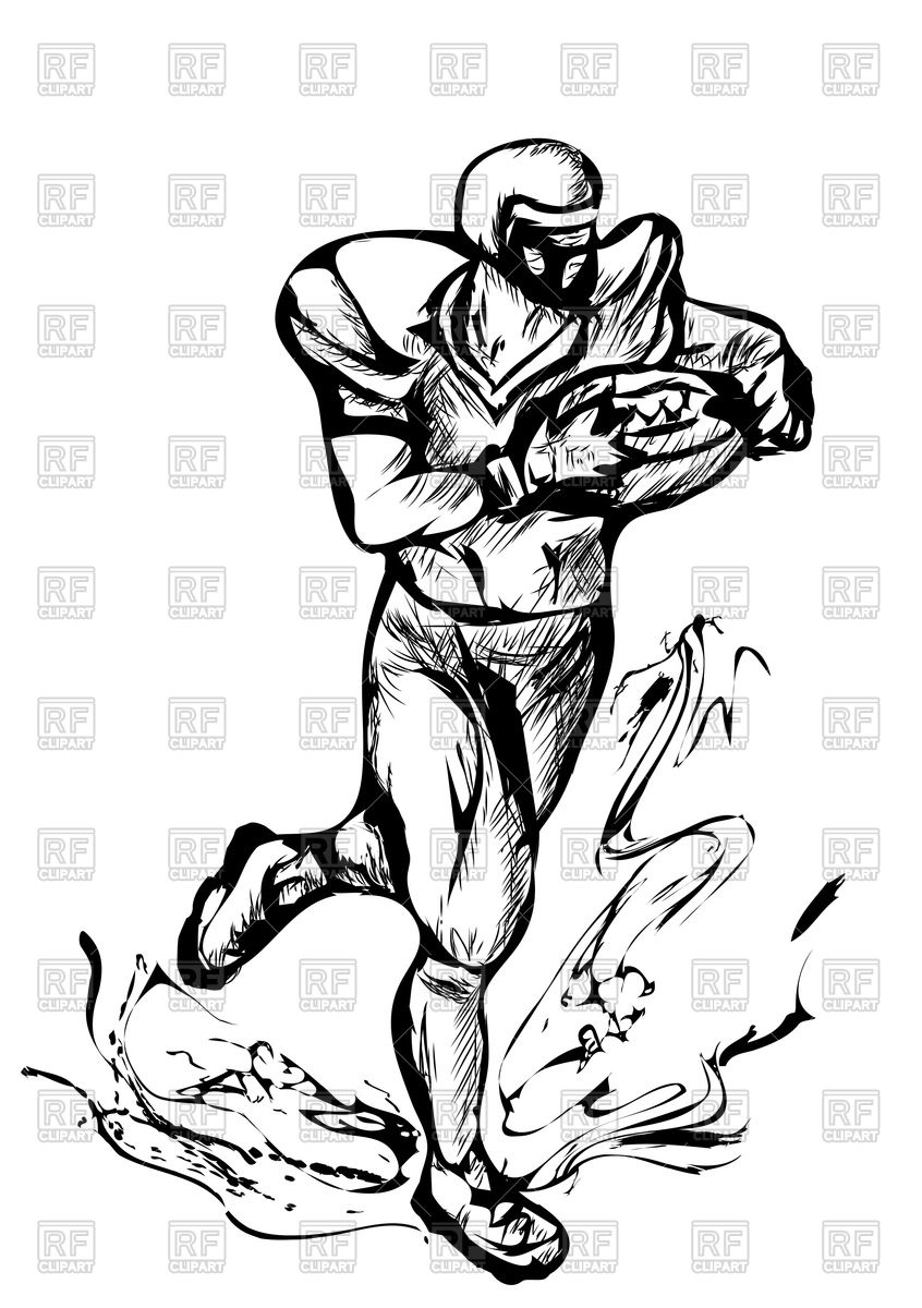 846x1200 American Football Player Sketch Vector Image Vector Artwork Of - Football Player Sketch